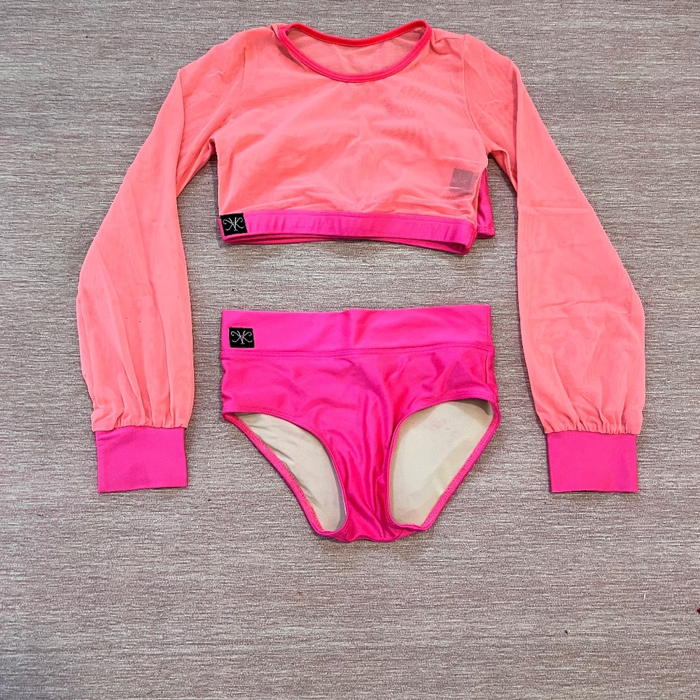 Girls Two-Piece Pink & Coral Dance Set